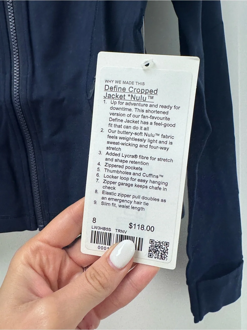 lululemon athletica Navy Full‑Zip Cowl Neck Jacket